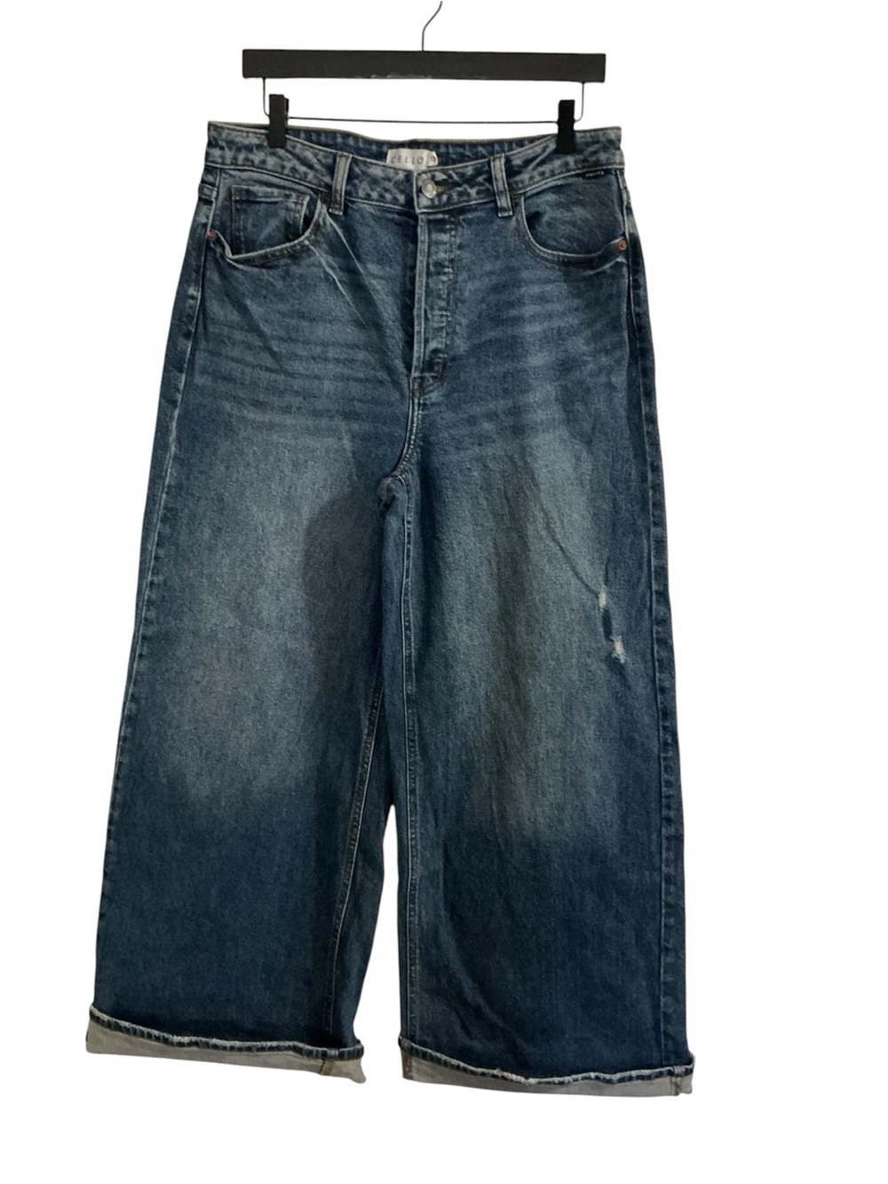 Cello Wide Leg Flare Jeans - Dark Blue Denim